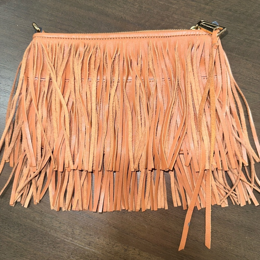 Fringe Leather Tan Rebecca Minkoff Clutch